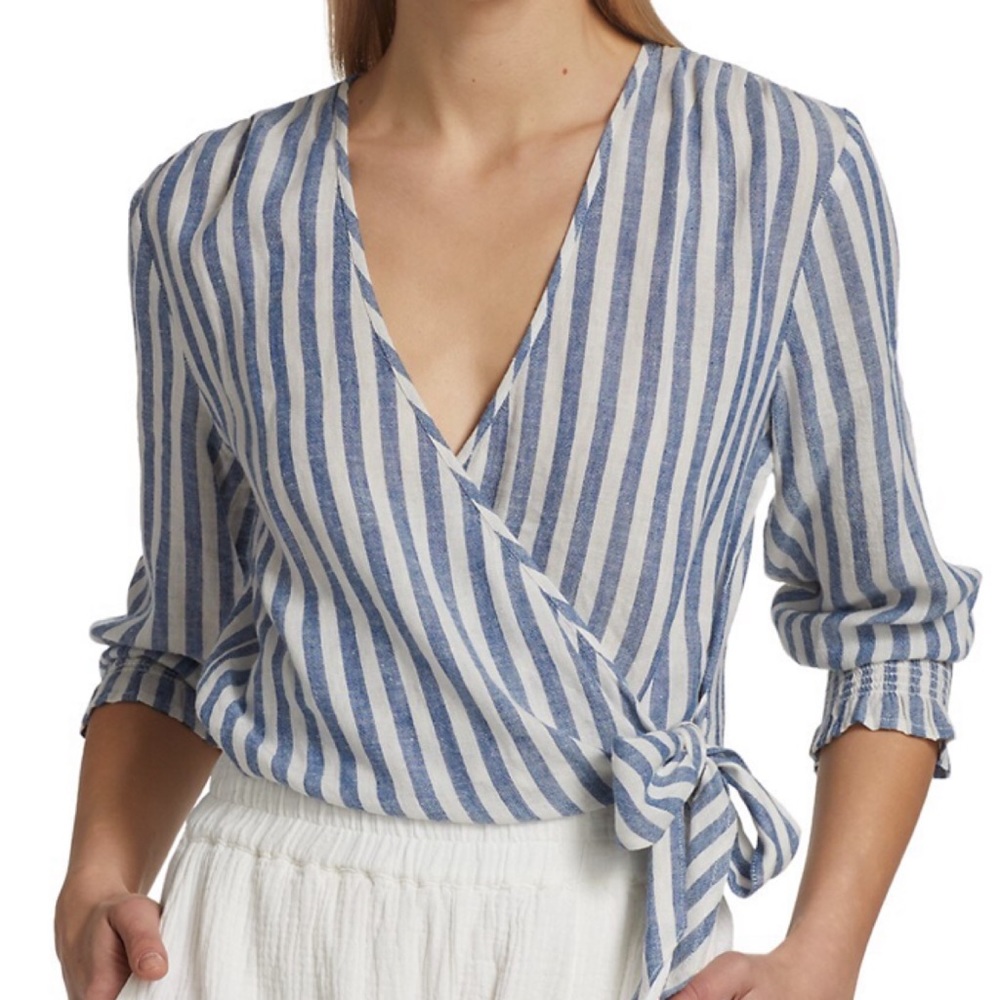 NWT Rails wrap top with blue & white stripes- Large - Picture 2 of 6
